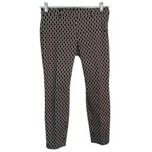 H & M Women's Black & White Mid Rise Straight Side Zip Dress Pants Size Large
